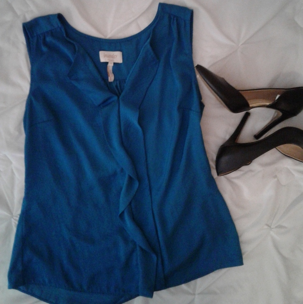 Laundry by Shelli Segal Blue Blouse, 12, Ruffles